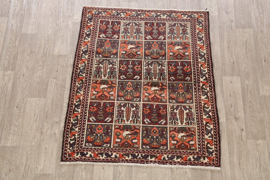 Antique Garden Design Bakhtiari Persian Area Rug 4x5