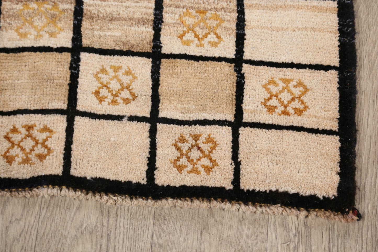 Checkered Gabbeh Persian Runner Rug 3x7