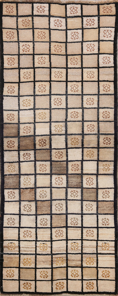 Checkered Gabbeh Persian Runner Rug 3x7