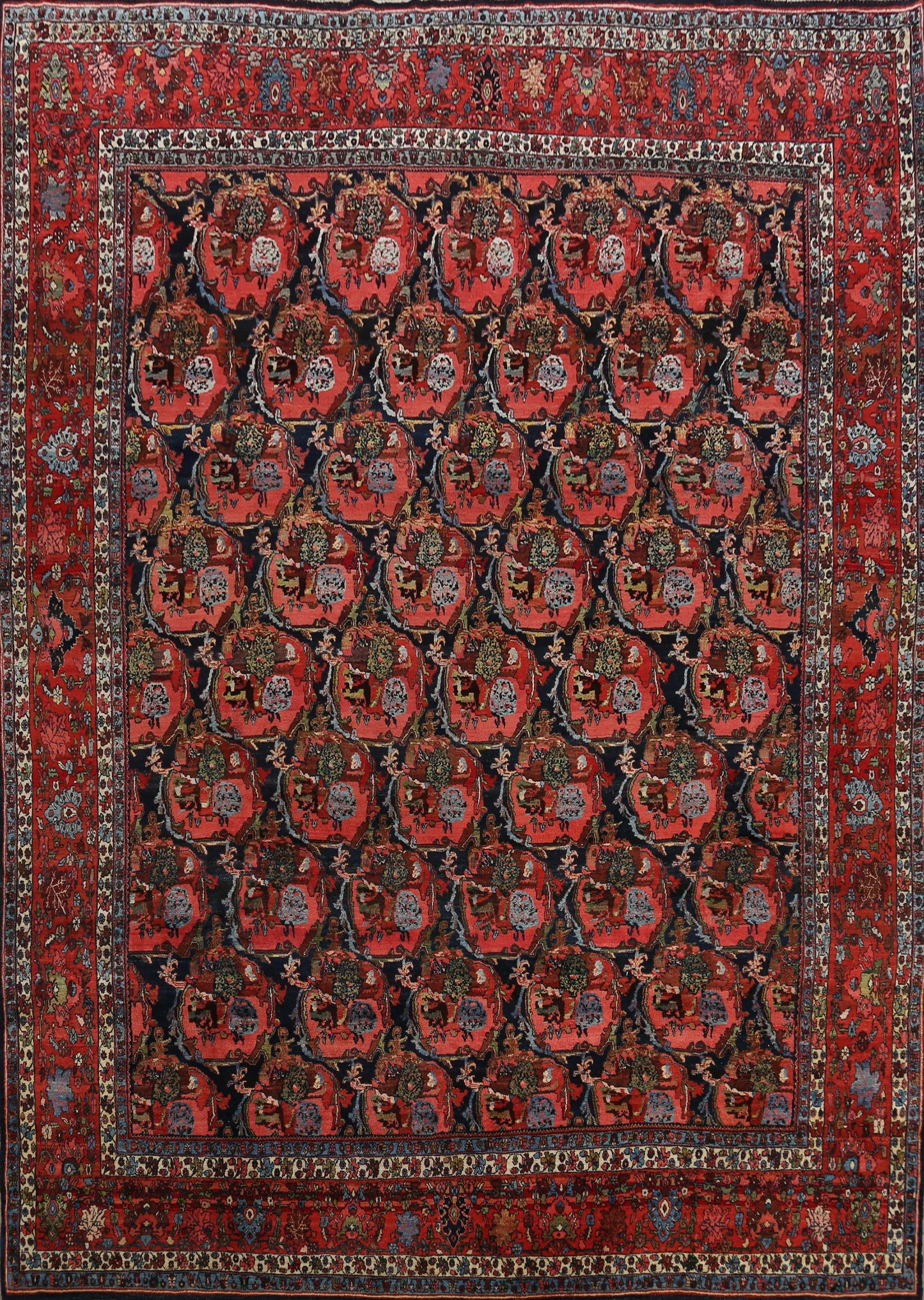 Antique Bidjar Vegetable Dye Persian Area Rug 11x14 Large