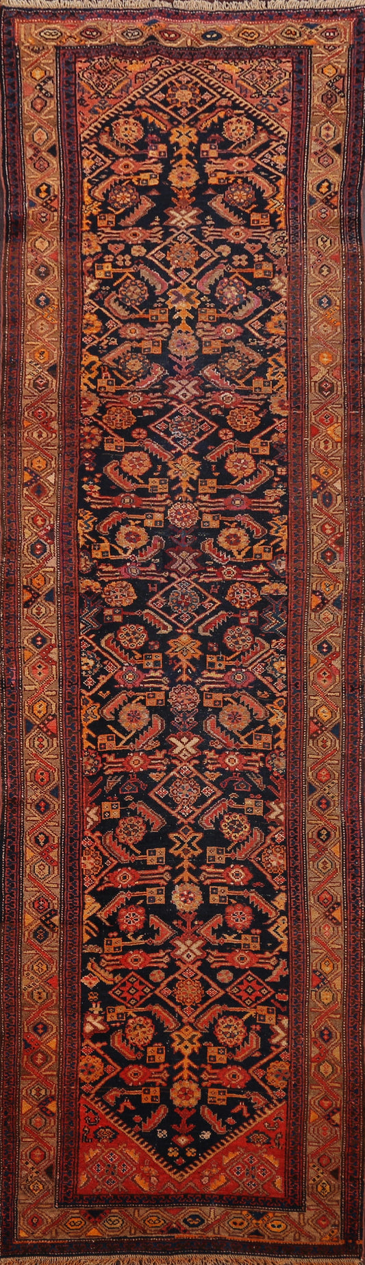 Pre-1900 Antique Bidjar Vegetable Dye Persian Runner Rug 3x11