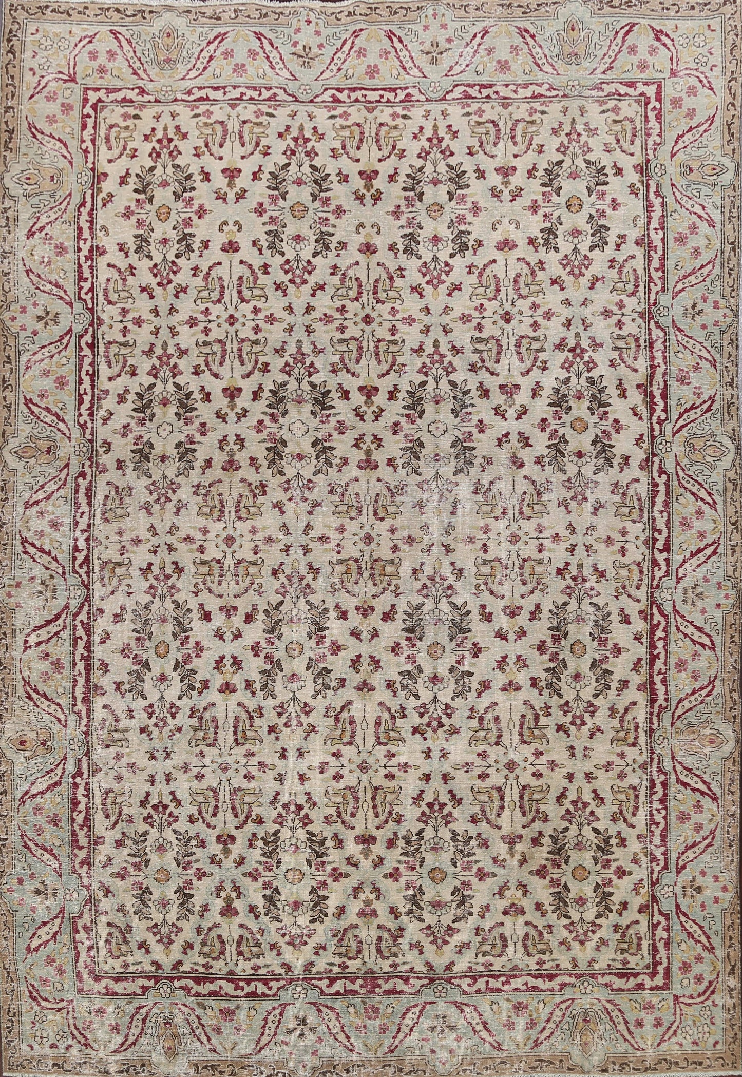 Antique Vegetable Dye Kerman Lavar Persian Area Rug 8x11