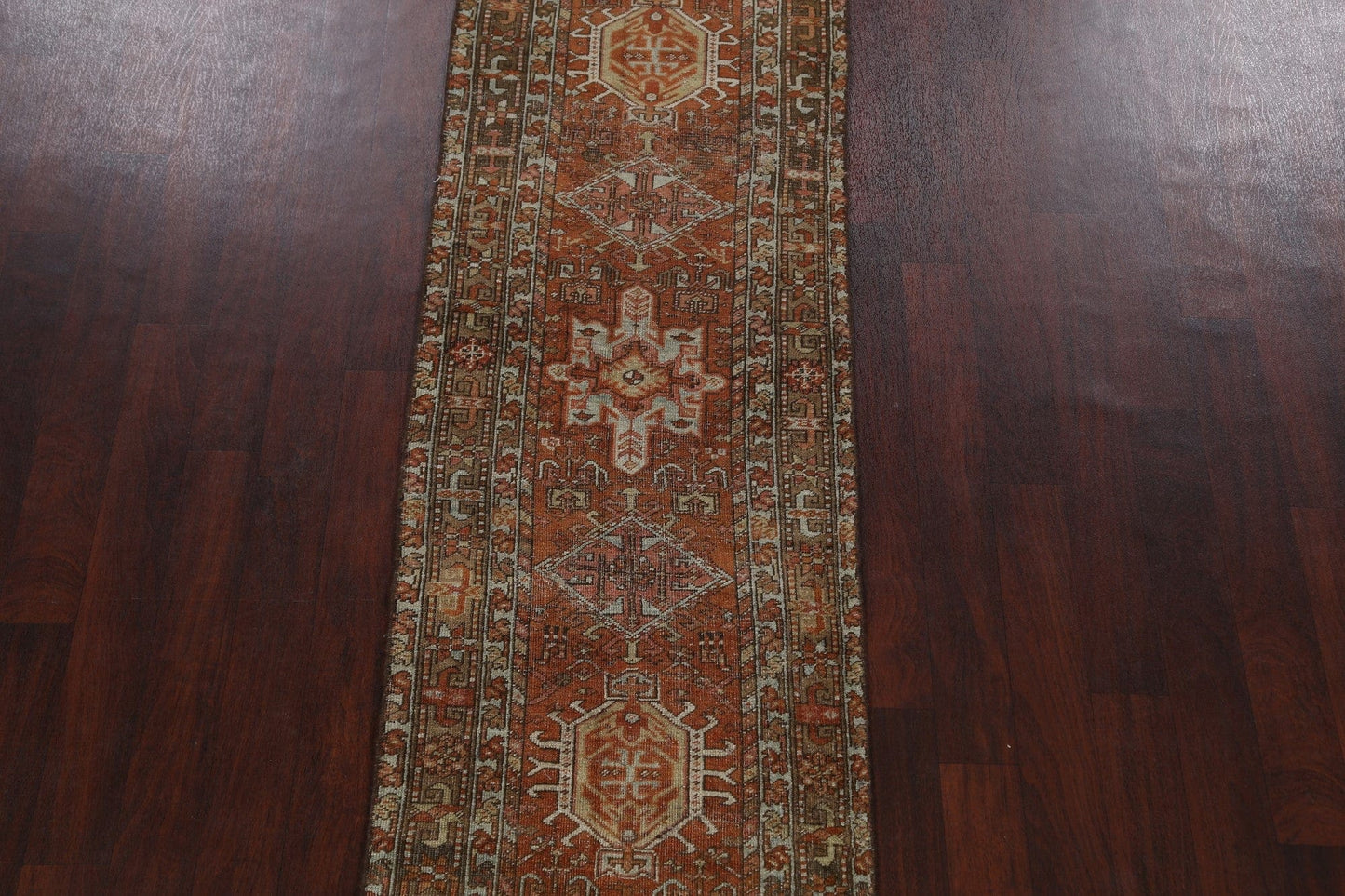 Pre-1900 Antique Heriz Serapi Persian Runner Rug 3x10