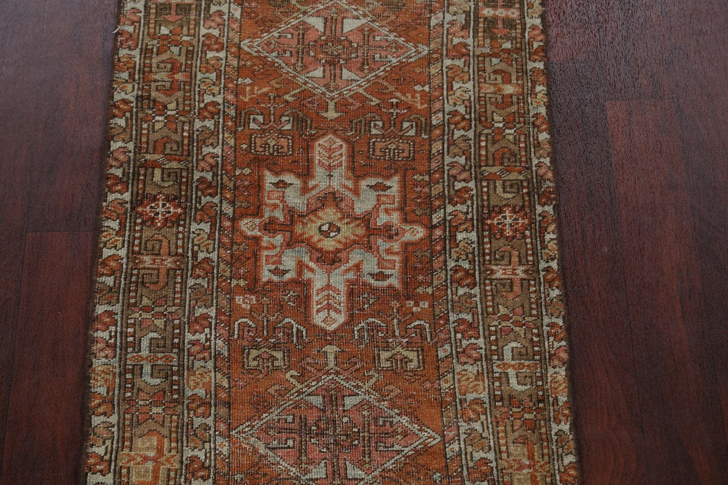 Pre-1900 Antique Heriz Serapi Persian Runner Rug 3x10