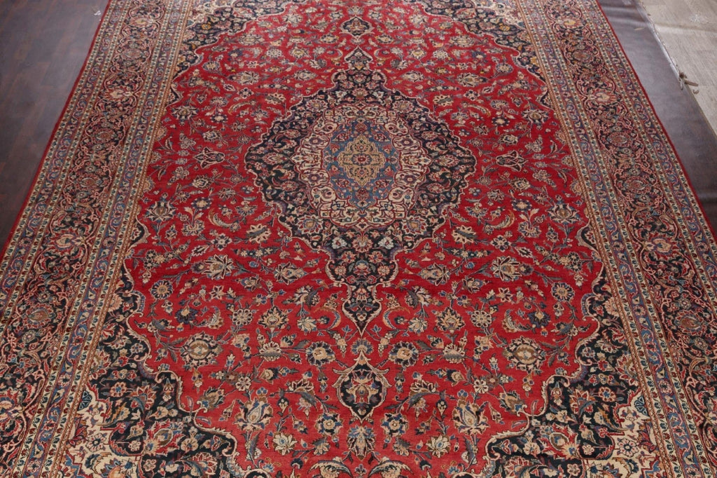 Antique Vegetable Dye Large Kashan Dabir Persian Rug 12x17