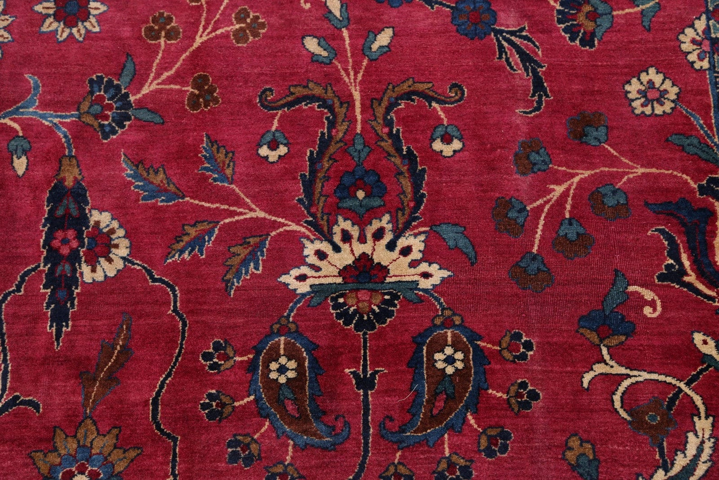 Pre-1900 Palace Size Antique Maroon 9x18 Kerman Lavar Persian Area Rug