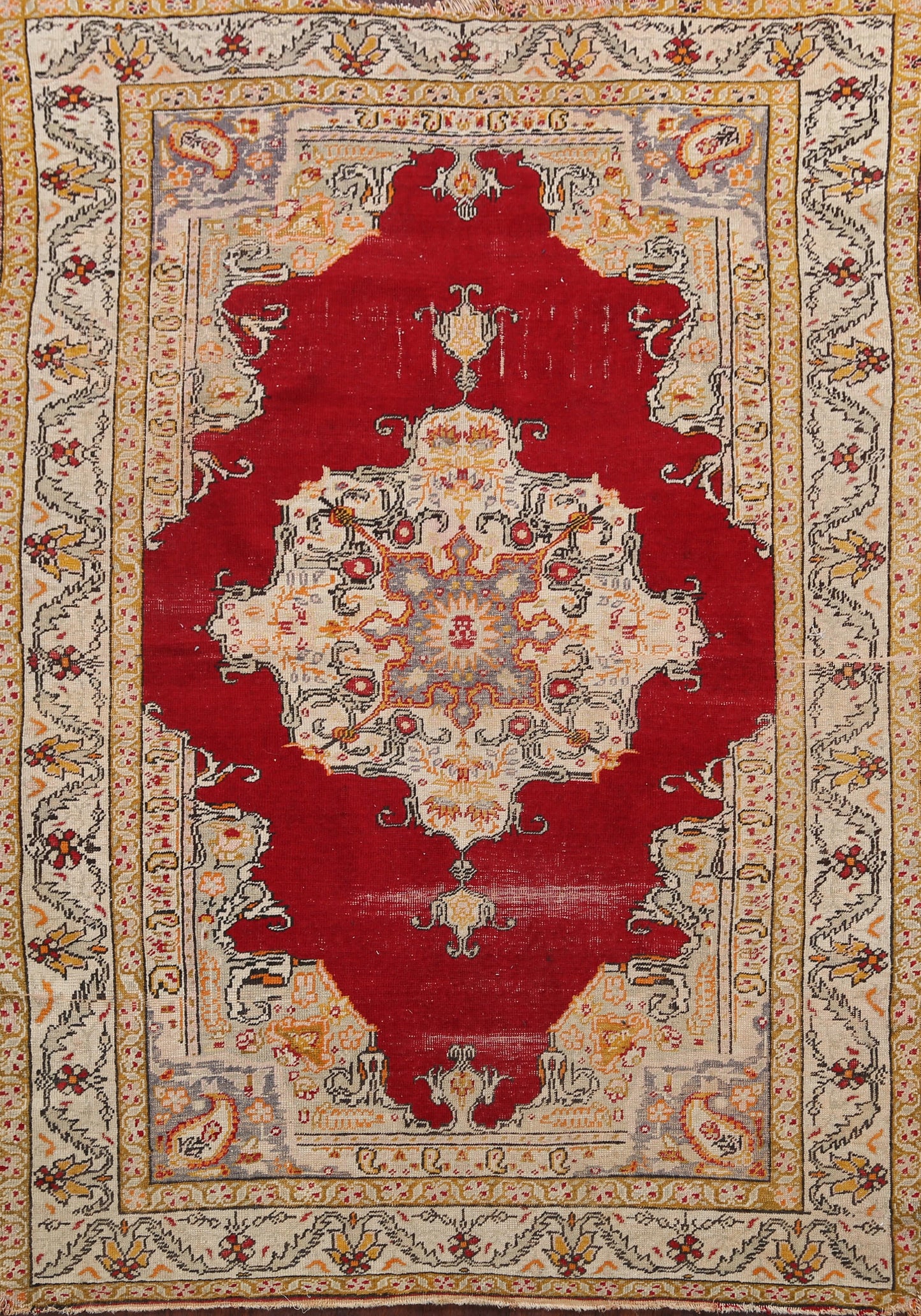 Pre-1900 Antique Anatolian Turkish Area Rug 5x6