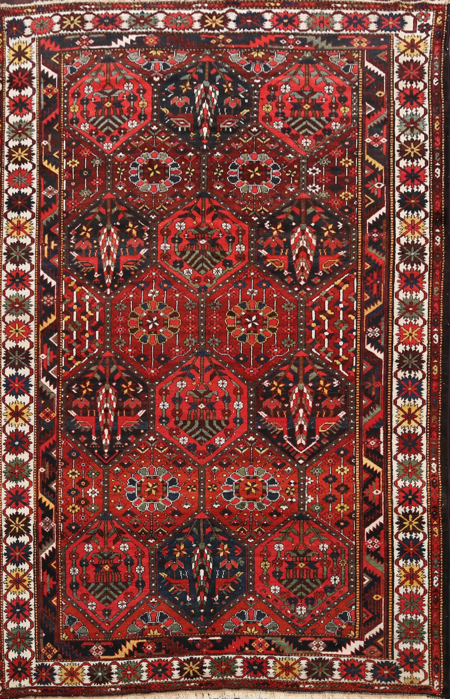 Antique Vegetable Dye Bakhtiari Persian Area Rug 7x10