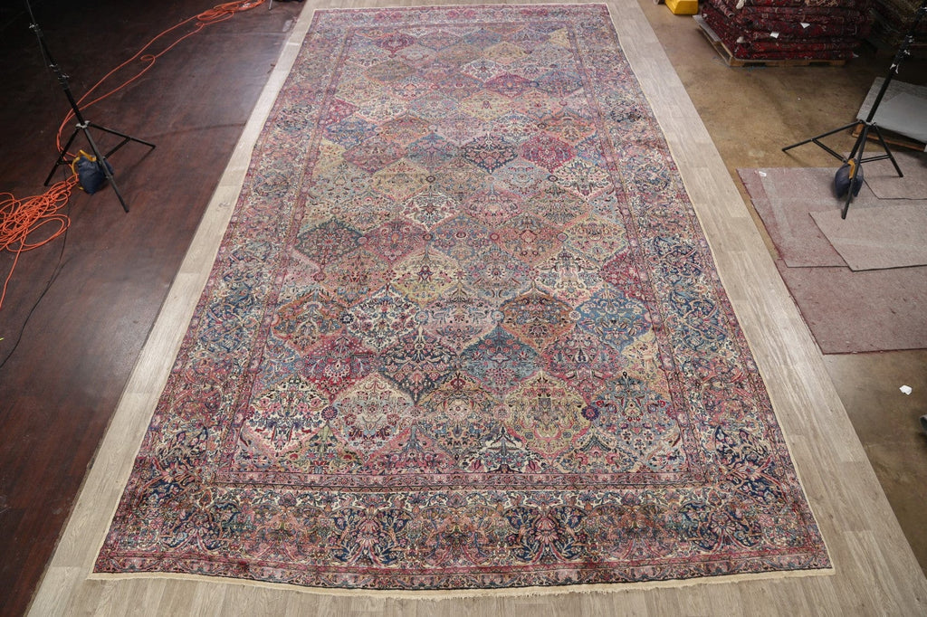 Pre-1900 Antique Kerman Vegetable Dye Persian Rug 11x22 Large