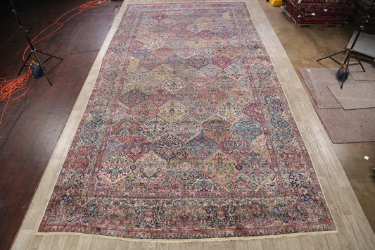 Pre-1900 Antique Kerman Vegetable Dye Persian Rug 11x22 Large