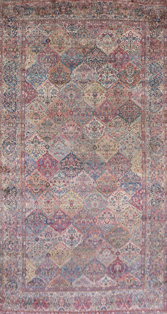 Pre-1900 Antique Kerman Vegetable Dye Persian Rug 11x22 Large