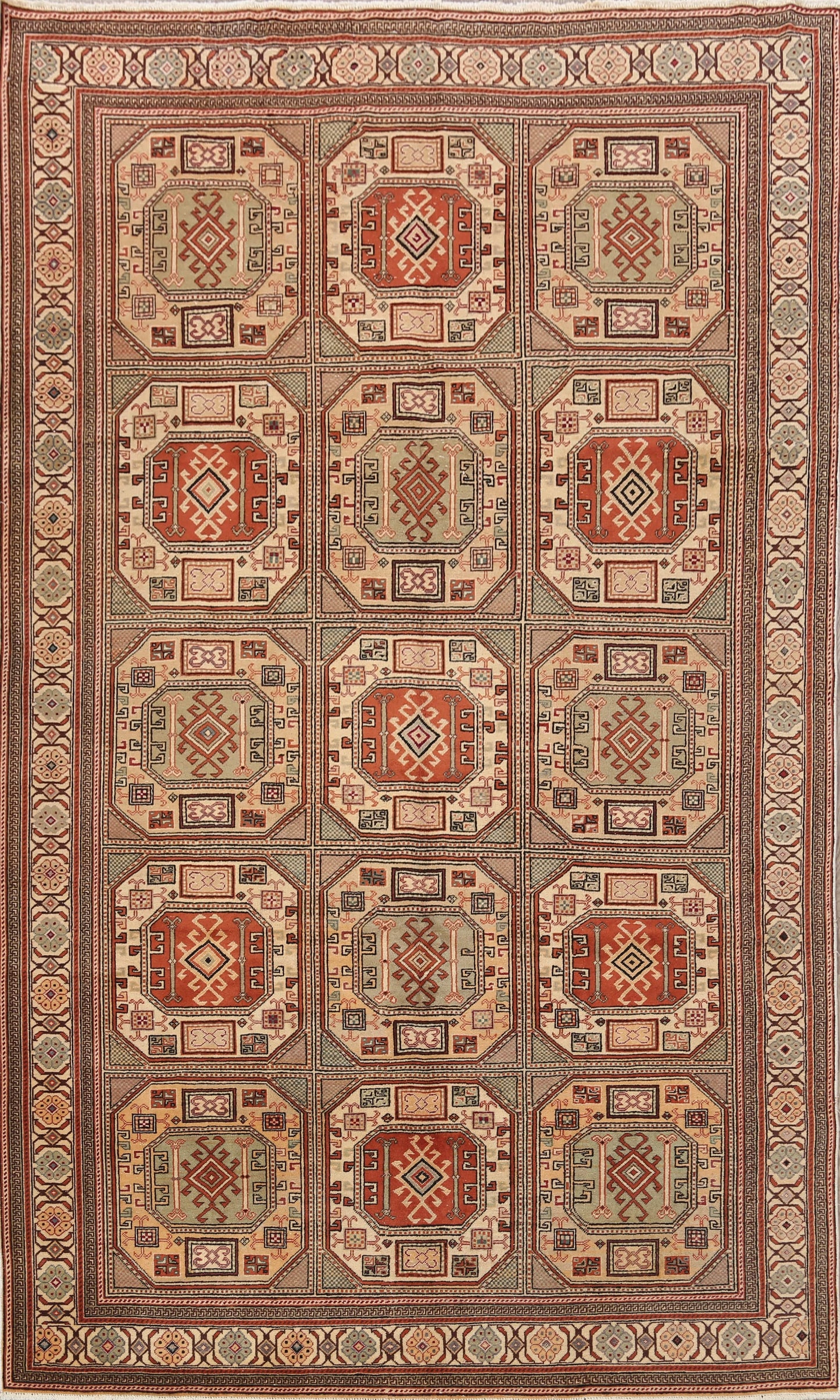 Geometric Anatolian Turkish Area Rug 6x9