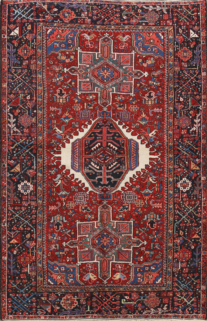 Antique Vegetable Dye Gharajeh Persian Area Rug 5x6