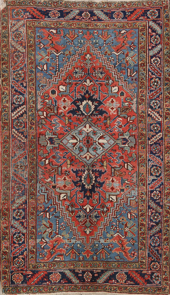 Antique Vegetable Dye Heriz Persian Area Rug 4x6