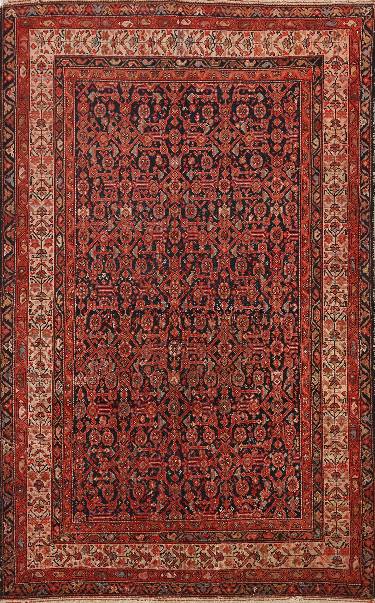 Pre-1900 Antique Malayer Vegetable Dye Persian Area Rug 5x7