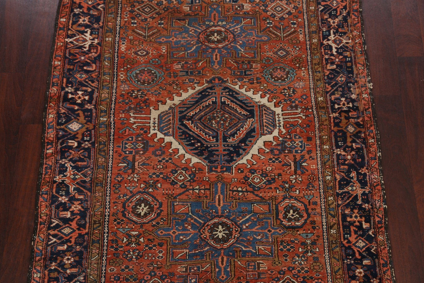 Antique Geometric Gharajeh Persian Area Rug 5x6 Vegetable Dye