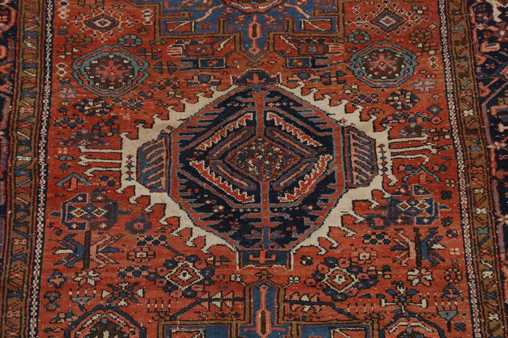 Antique Geometric Gharajeh Persian Area Rug 5x6 Vegetable Dye