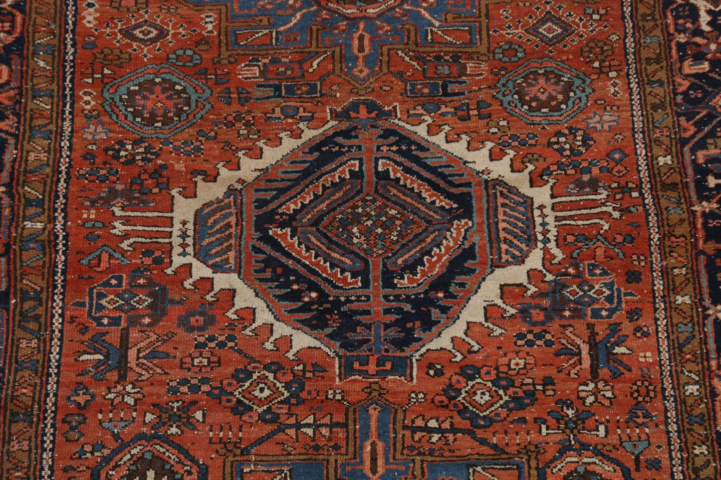 Antique Geometric Gharajeh Persian Area Rug 5x6 Vegetable Dye