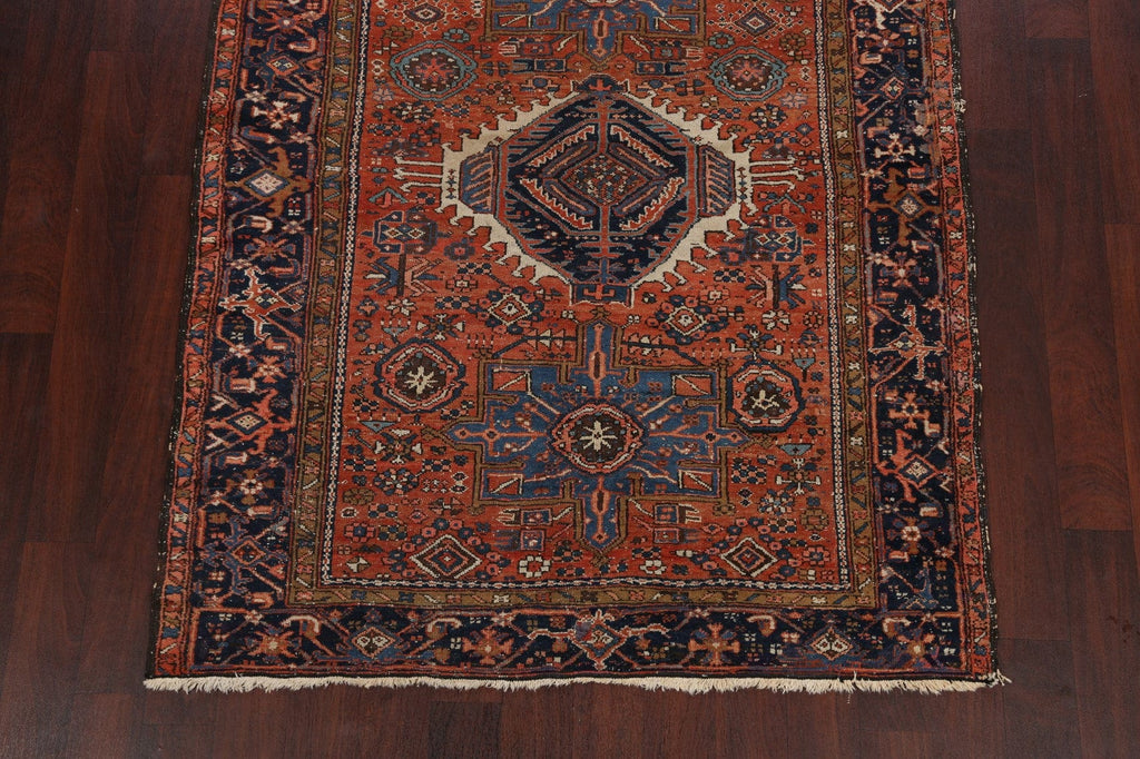 Antique Geometric Gharajeh Persian Area Rug 5x6 Vegetable Dye