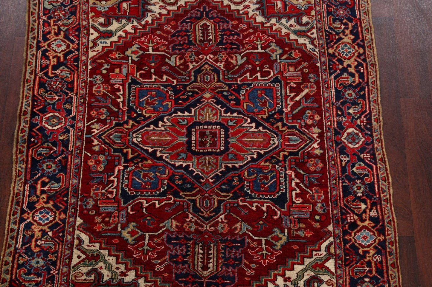 Antique Geometric Heriz Persian Area Rug 5x6