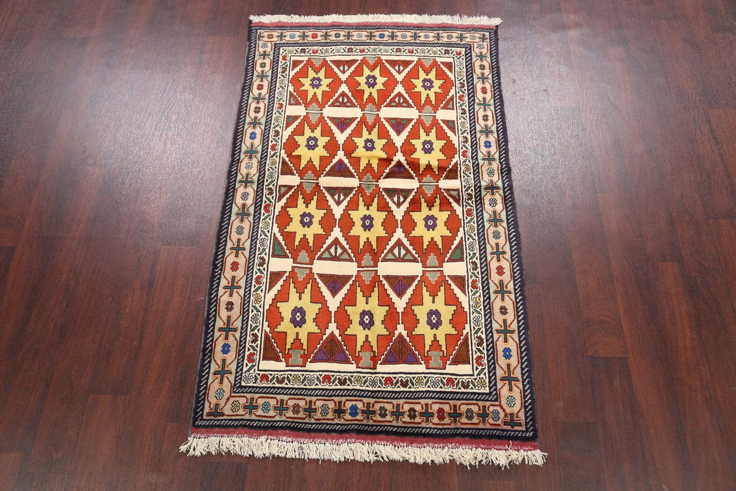 Geometric Ardebil Persian Area Rug 3x6