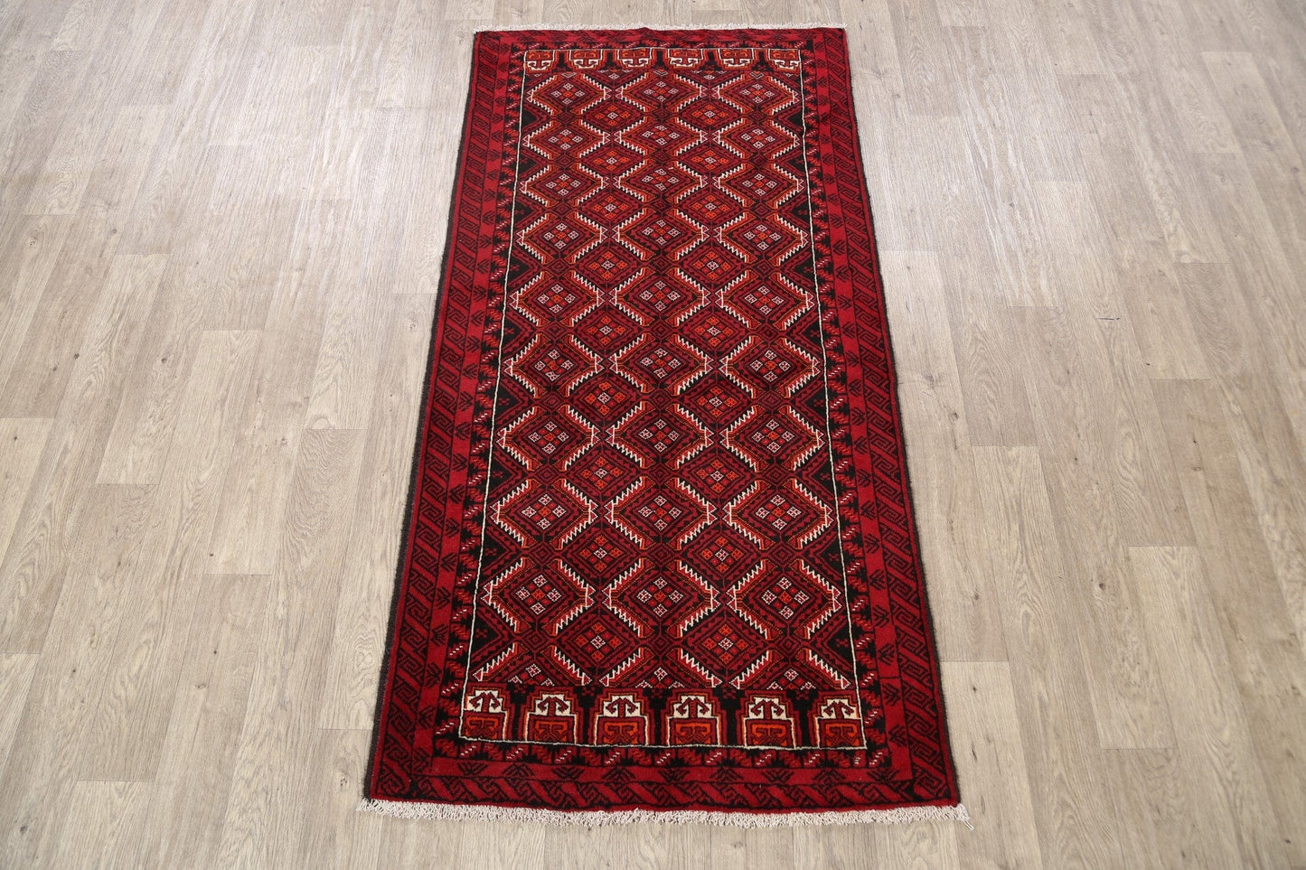 Geometric Balouch Afghan Oriental Runner Rug 3x7