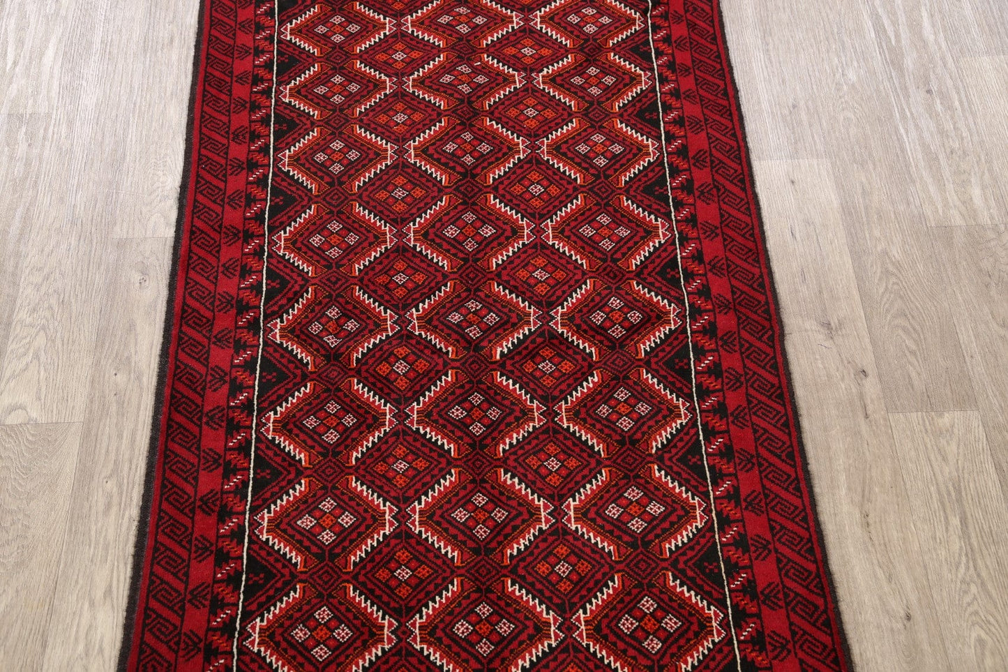 Geometric Balouch Afghan Oriental Runner Rug 3x7