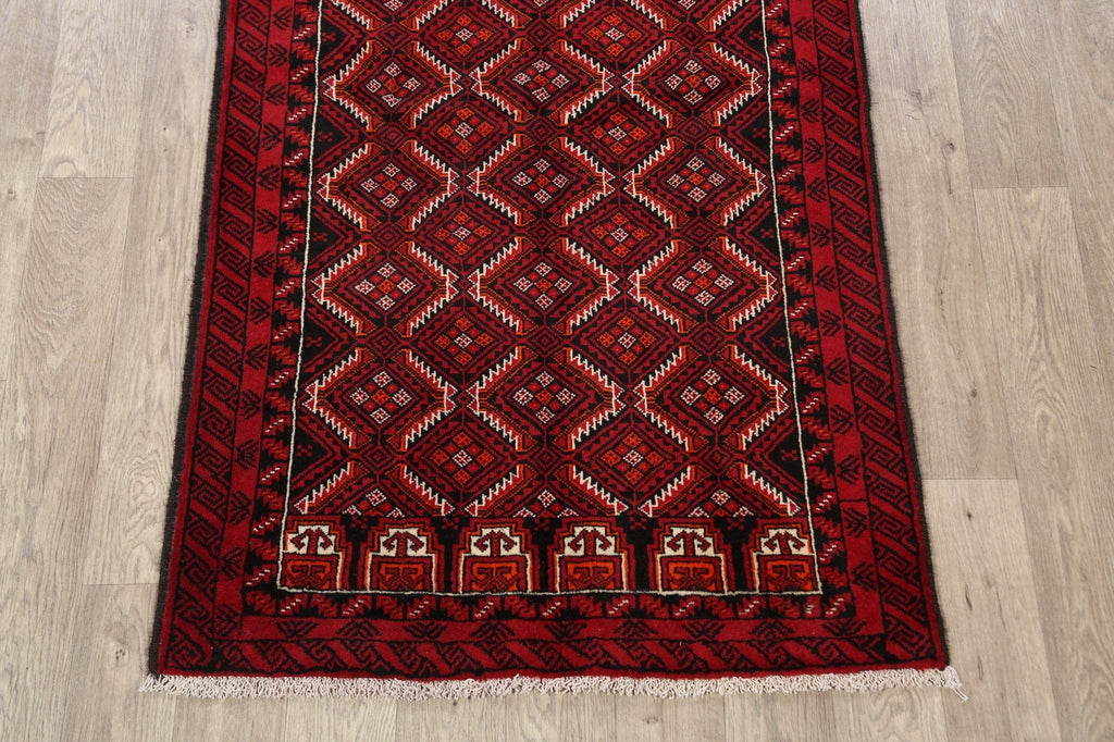 Geometric Balouch Afghan Oriental Runner Rug 3x7