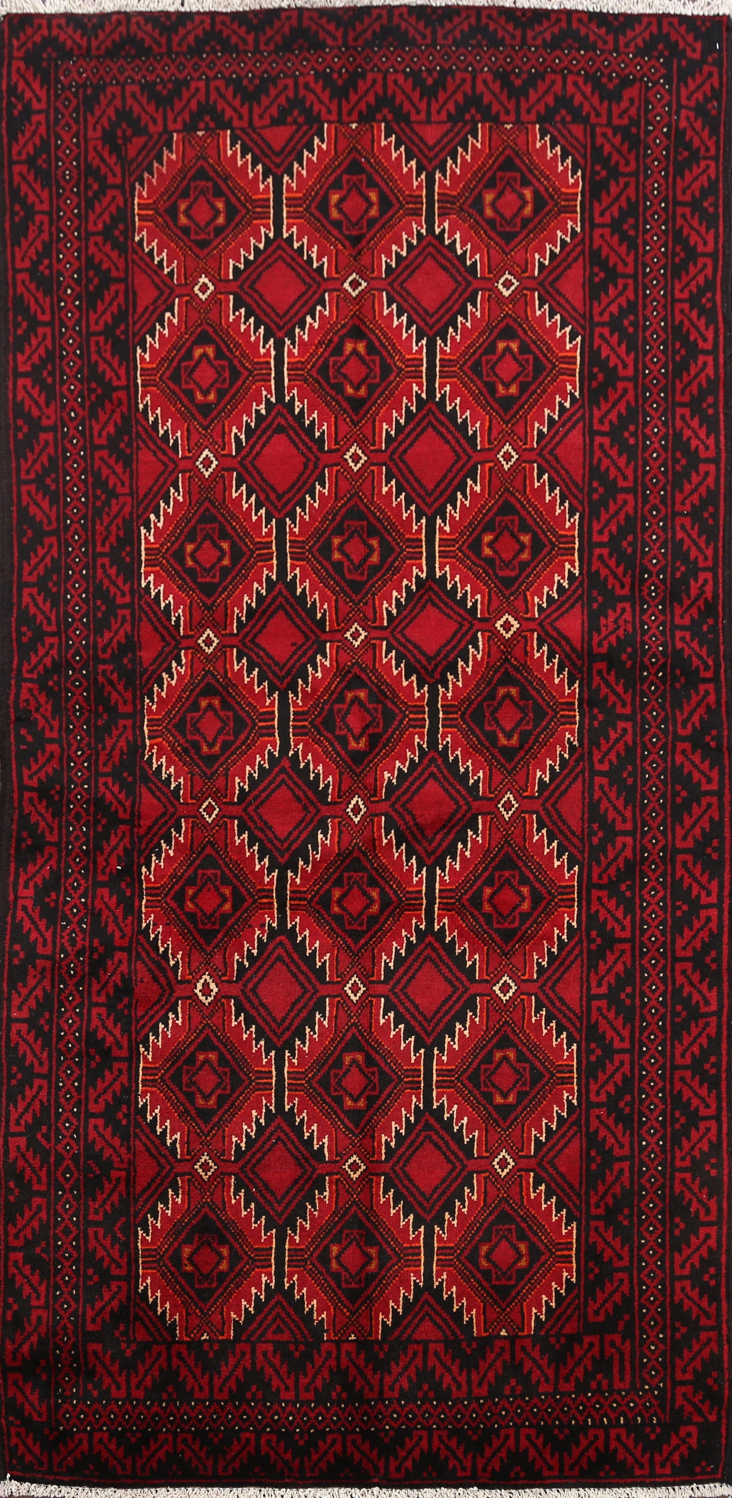 Geometric Balouch Afghan Oriental Area Rug 3x6