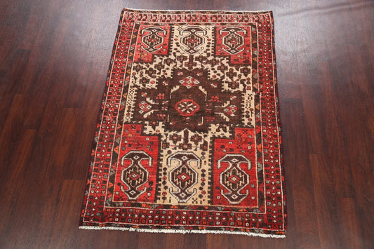 Antique Geometric Hamedan Persian Area Rug 4x6