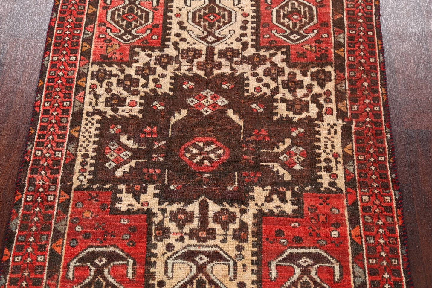 Antique Geometric Hamedan Persian Area Rug 4x6