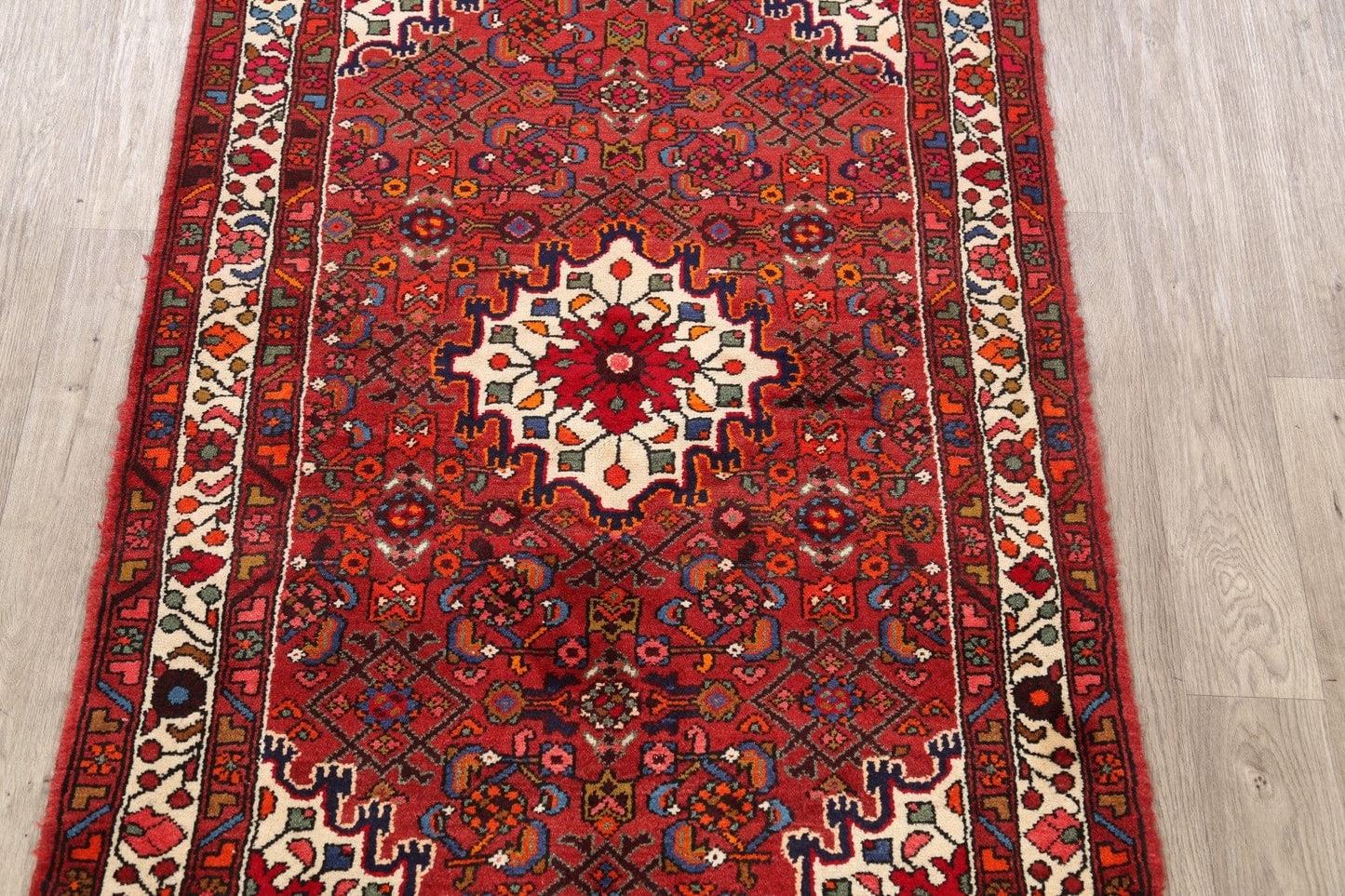 Geometric Hamedan Persian Area Rug 4x5