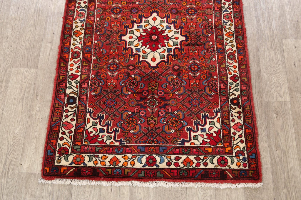 Geometric Hamedan Persian Area Rug 4x5