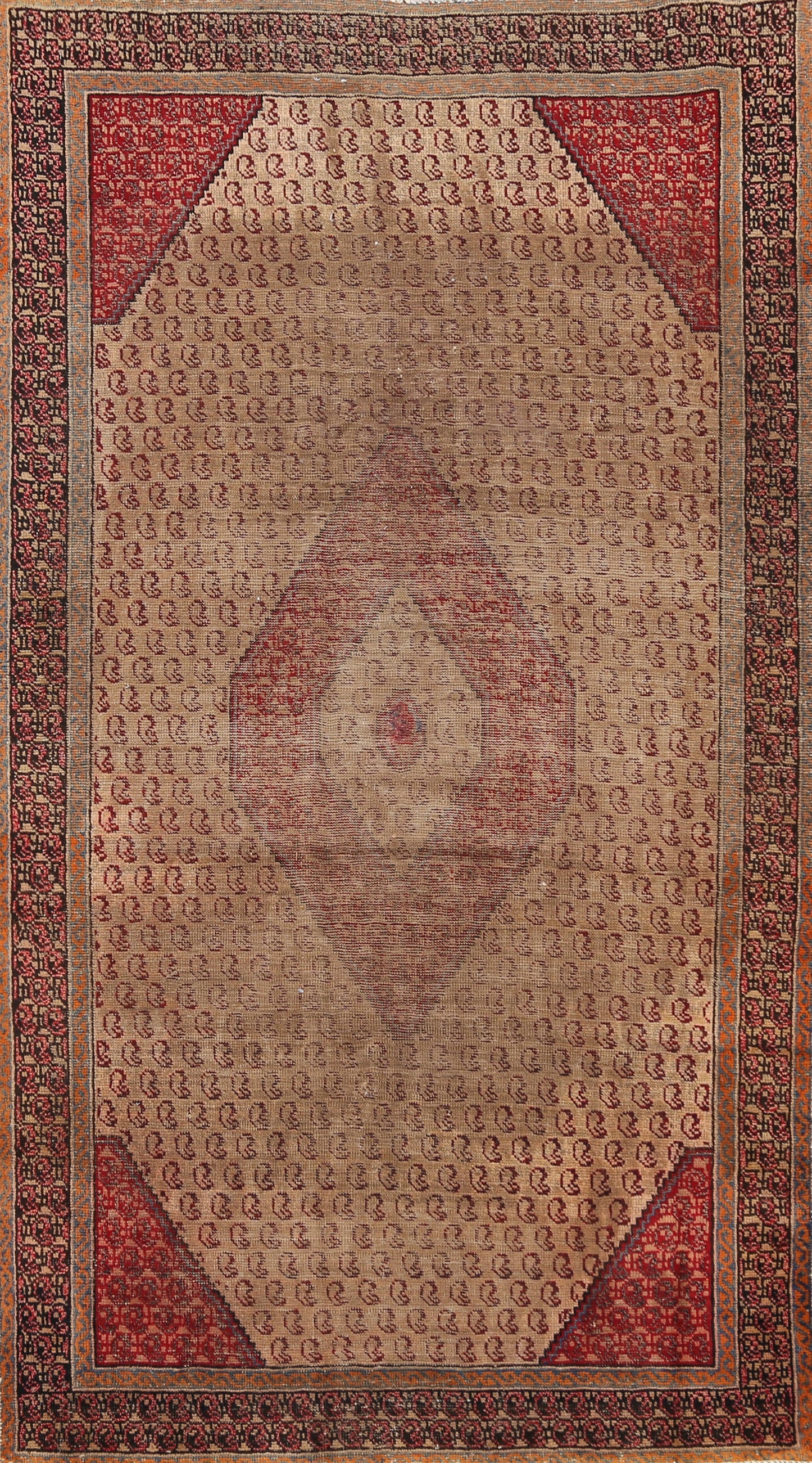 Antique Boteh Botemir Persian Area Rug 4x6