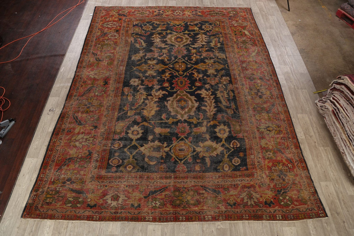 Antique Vegetable Dye Sultanabad Persian Area Rug 11x14 Large