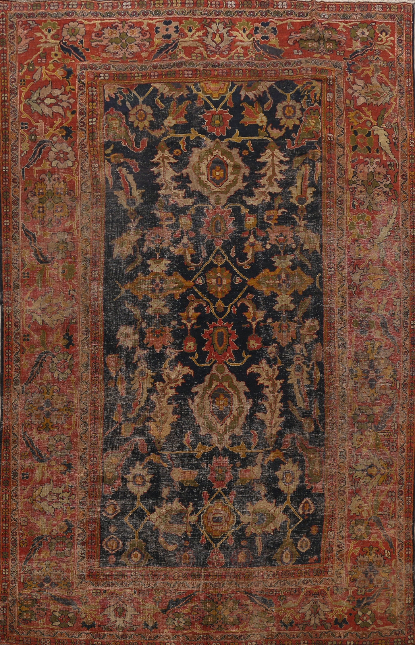 Antique Vegetable Dye Sultanabad Persian Area Rug 11x14 Large