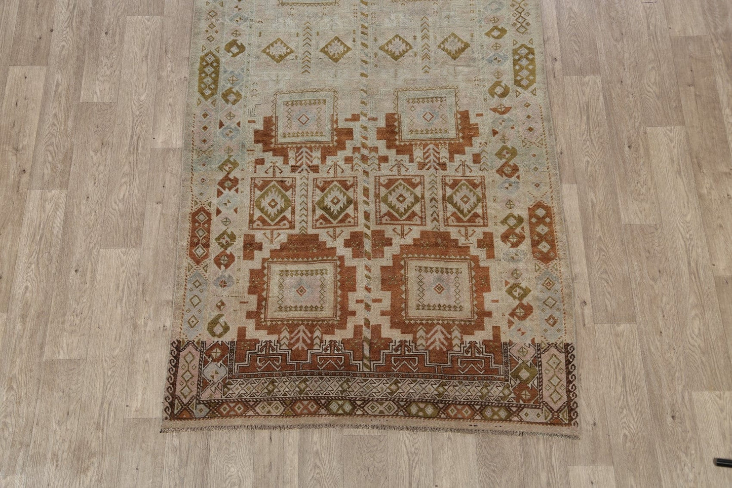 Antique Geometric Kazak Vegetable Dye Russian Area Rug 5x12