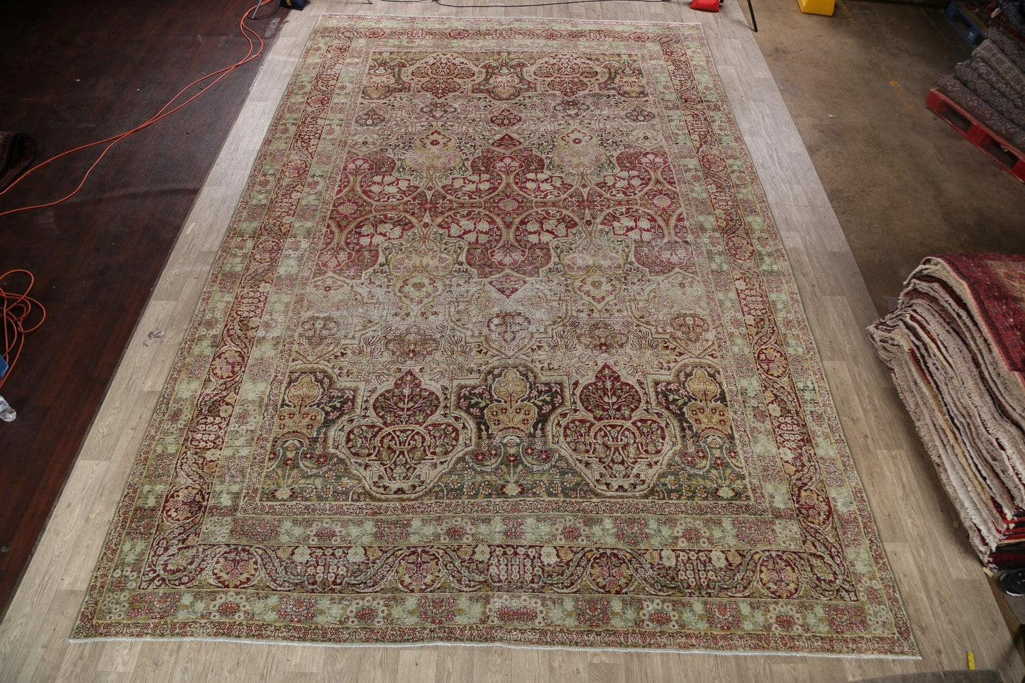 Pre-1900 Antique Kerman Vegetable Dye Persian Area Rug 11x17