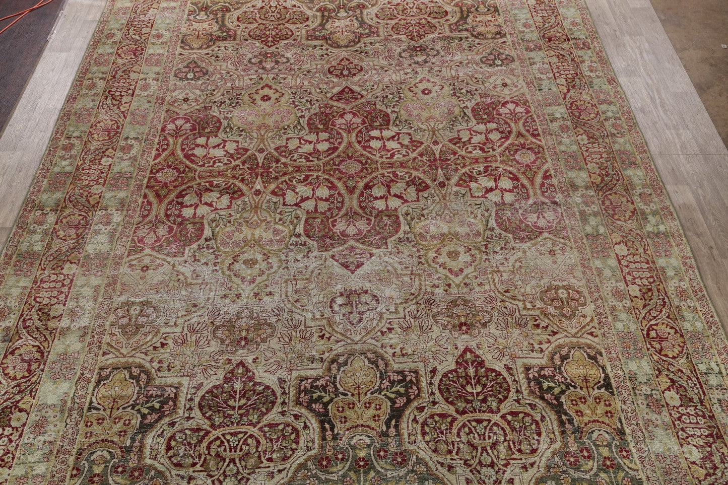 Pre-1900 Antique Kerman Vegetable Dye Persian Area Rug 11x17