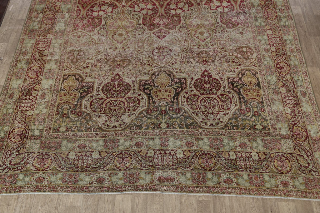 Pre-1900 Antique Kerman Vegetable Dye Persian Area Rug 11x17