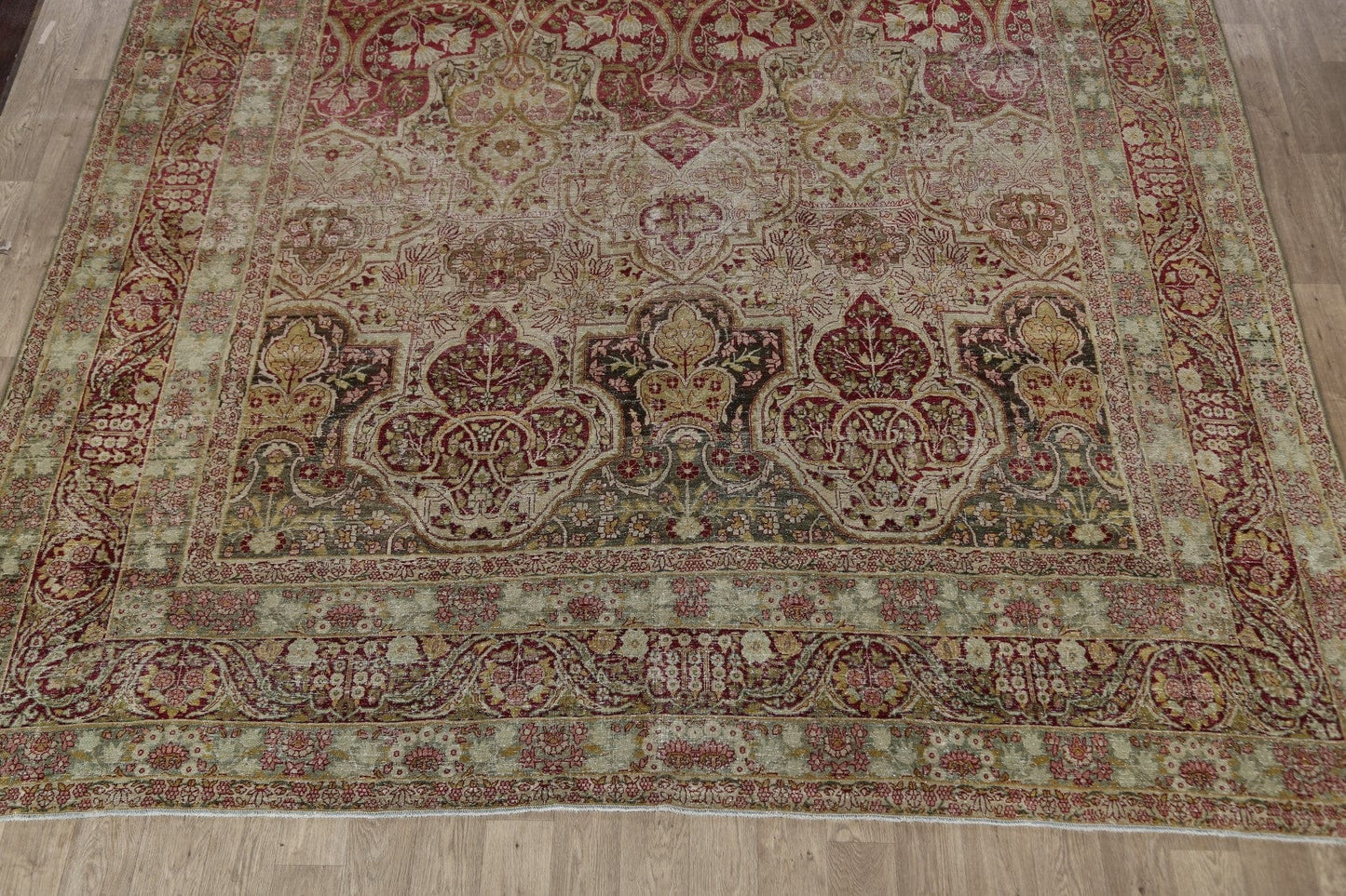 Pre-1900 Antique Kerman Vegetable Dye Persian Area Rug 11x17