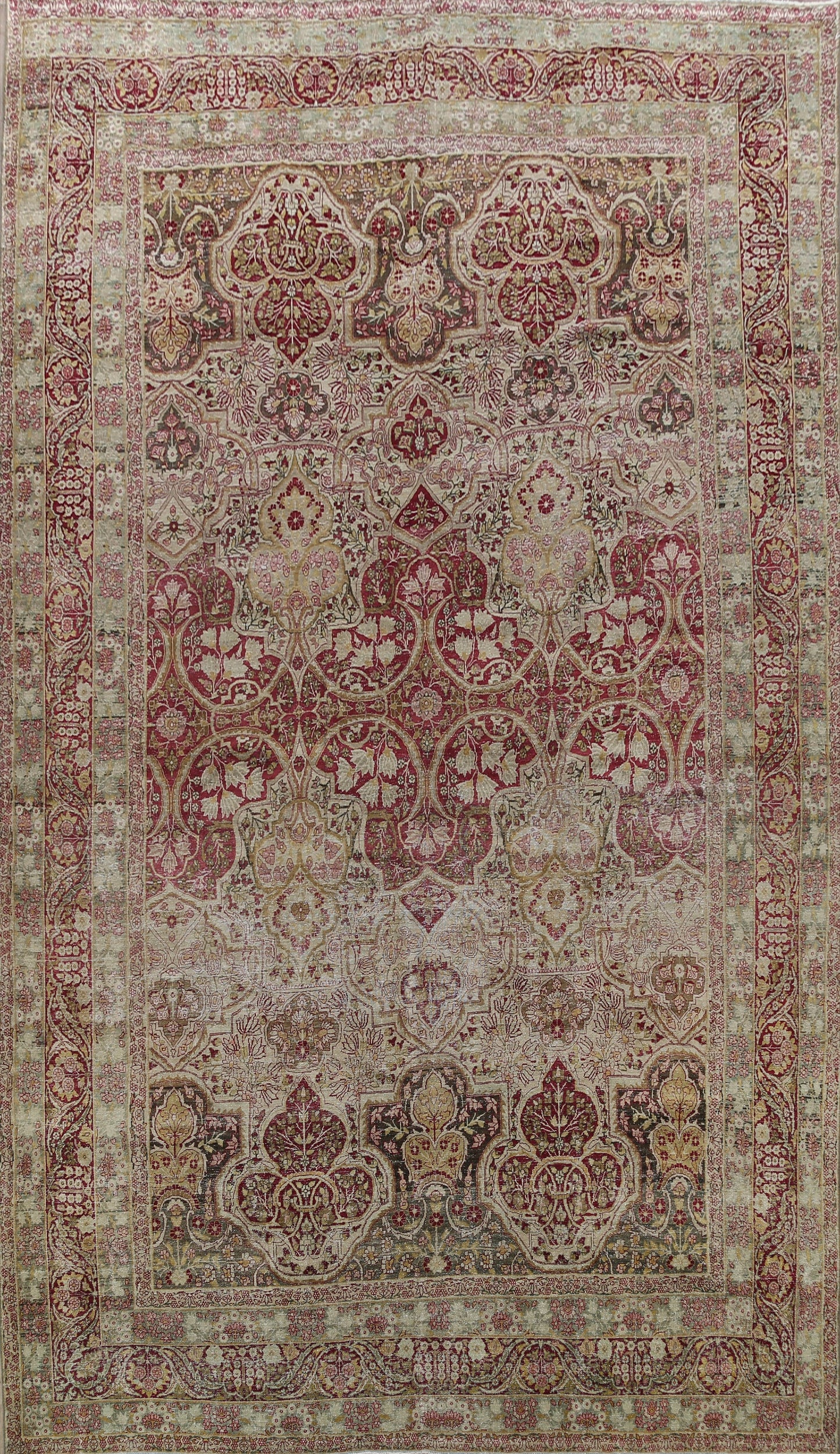 Pre-1900 Antique Kerman Vegetable Dye Persian Area Rug 11x17