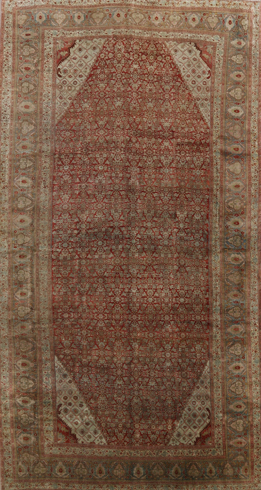 Pre-1900 Antique Bidjar Vegetable Dye Persian Area Rug 11x18