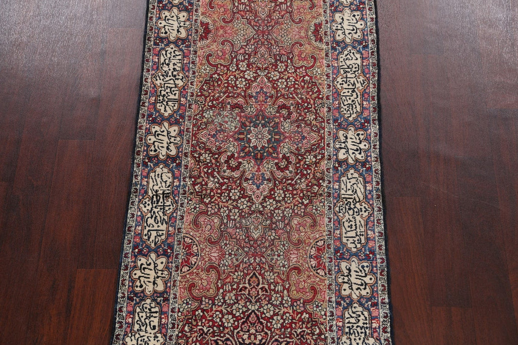 Antique Vegetable Dye Kerman Lavar Persian Runner Rug 3x19