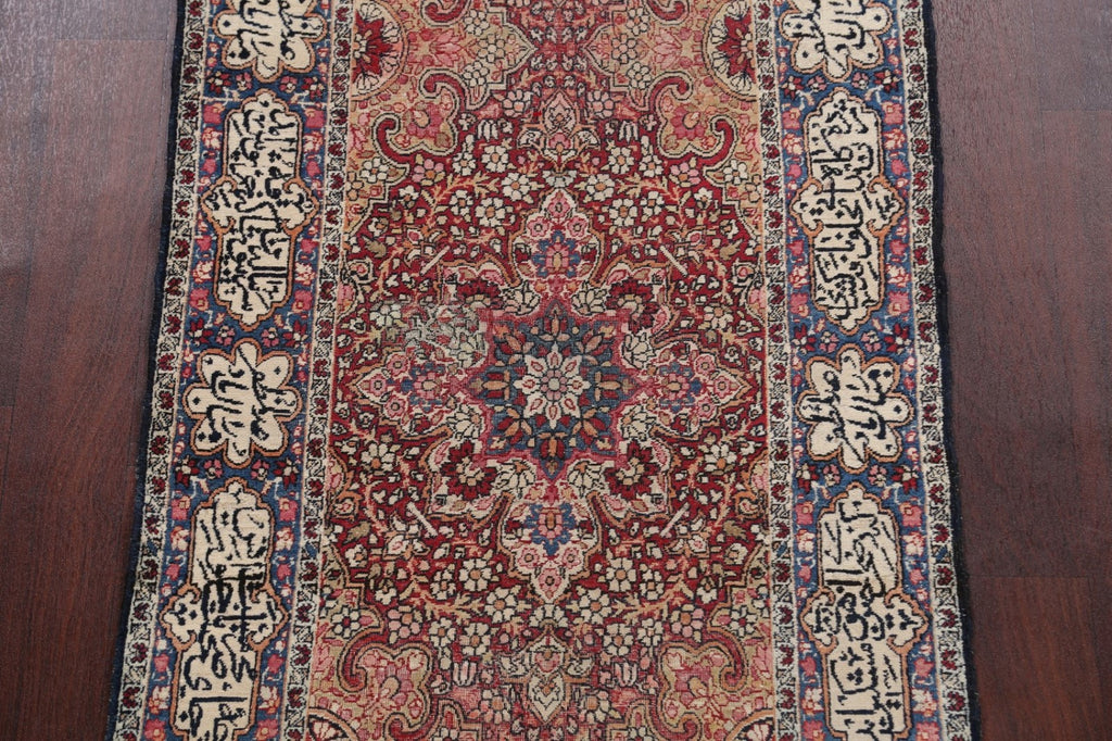 Antique Vegetable Dye Kerman Lavar Persian Runner Rug 3x19