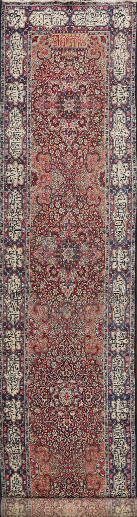 Antique Vegetable Dye Kerman Lavar Persian Runner Rug 3x19