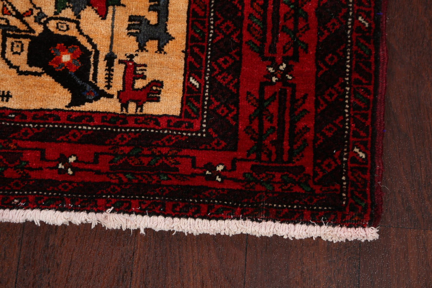 Animal Pictorial Balouch Afghan Area Rug 2x4