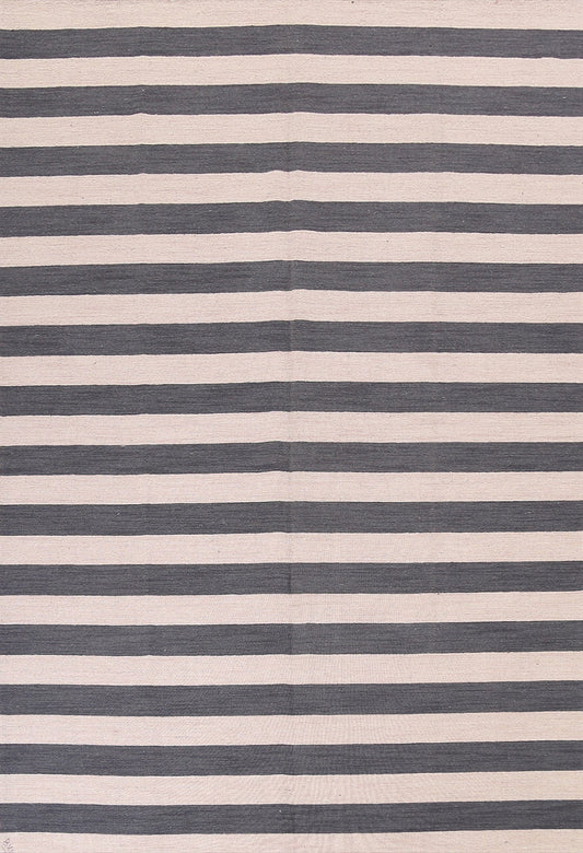 Reversible Striped Gabbeh Oriental Area Rug 8x10