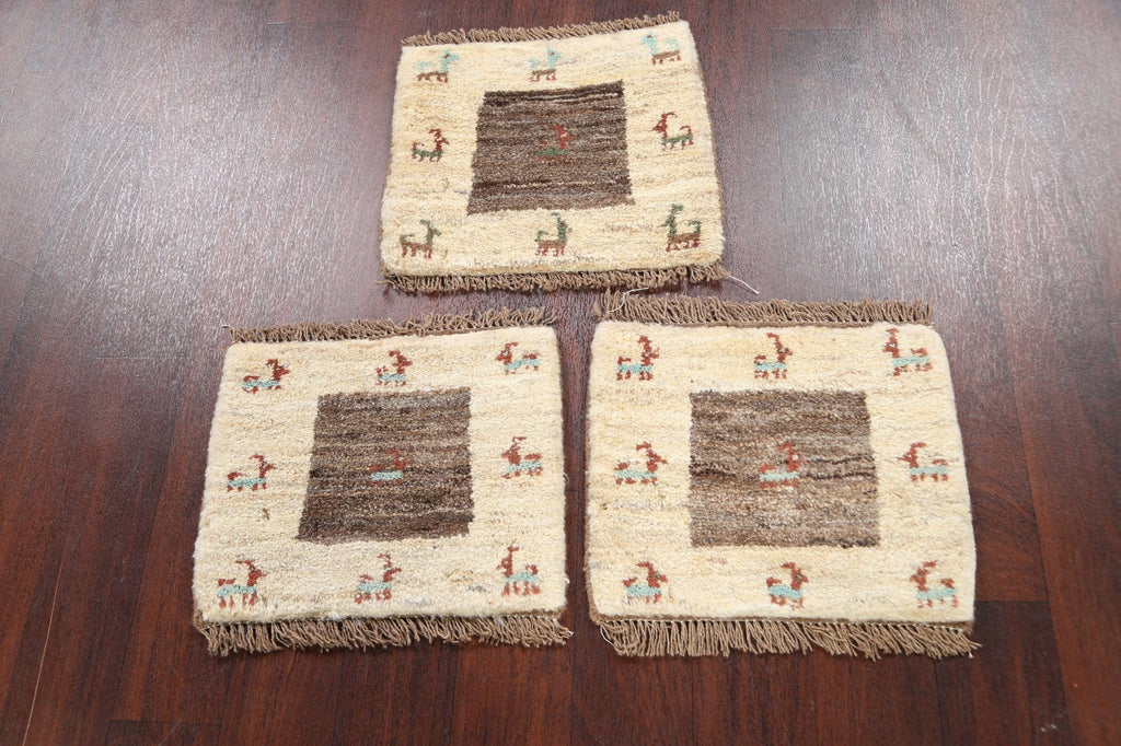 Set of 3 Tribal Gabbeh Persian Area Rugs 1x1 Square