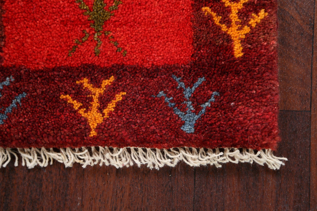 Set of 2 Gabbeh Persian Area Rugs 1x1 Square